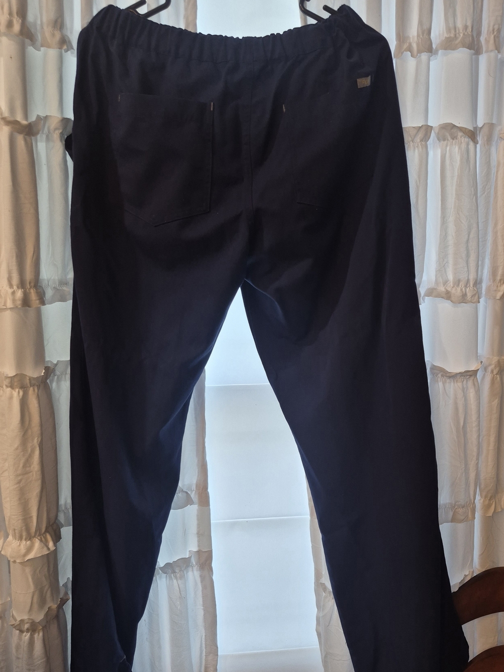 Figs Navy Scrub Pants with Yellow Logo Print